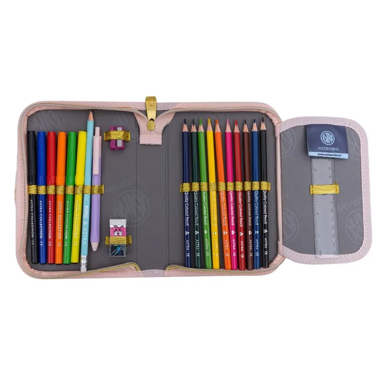 Astrabag, piórnik rozkładany, pojedynczy, z wyposażeniem, Fluffy Bunny