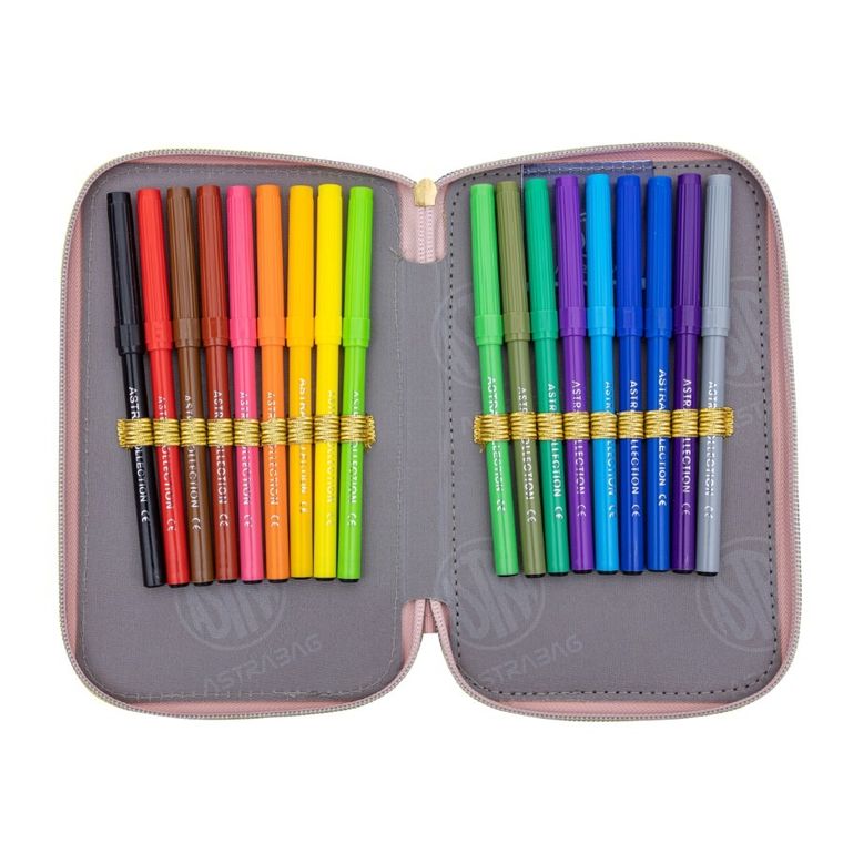 Astrabag, piórnik rozkładany, potrójny z wyposażeniem, Fluffy Unicorn