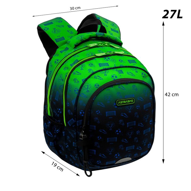 Astrabag, plecak szkolny, 3-komorowy, Ombre Football