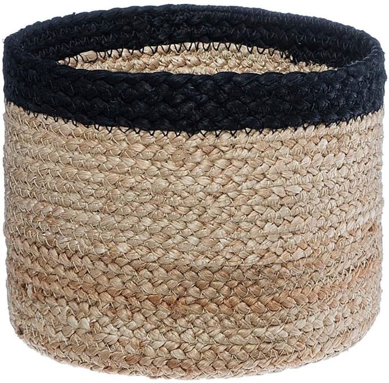 Atmosphera, 3 kosze do przechowywania, z juty, okrągłe, naturalny + czarny