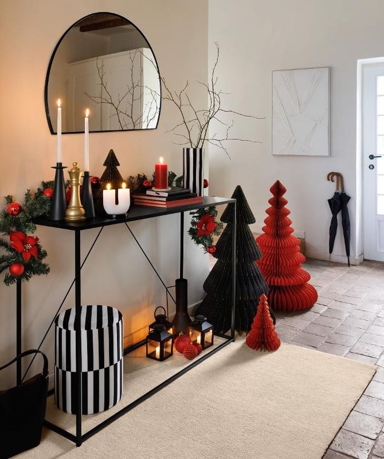 Atmosphera, Alice, lustro półokrągłe do przedpokoju, metalowa rama, 90-65 cm