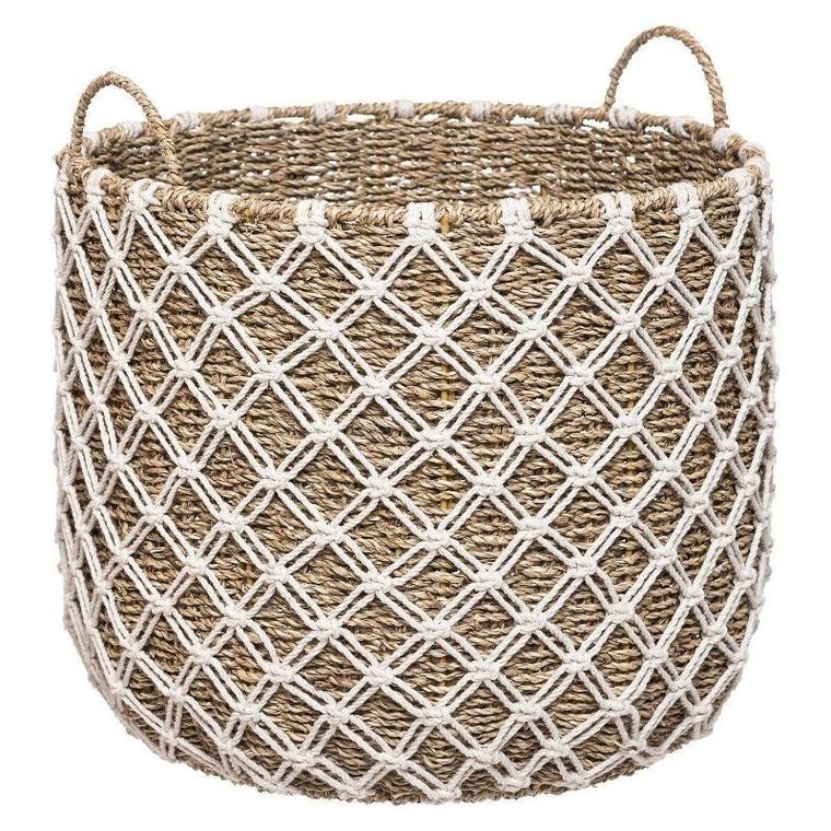 Atmosphera, bambusowe kosze do przechowywania, makrama, 3 szt.