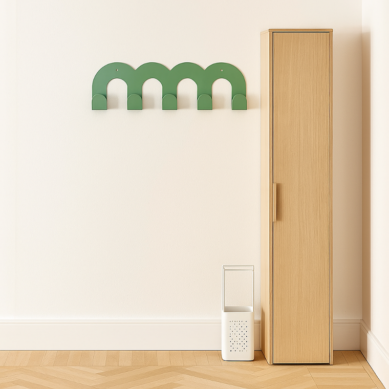 Atmosphera, Callista, wieszak na ubrania na ścianę falowany, militarna zieleń, 50 cm