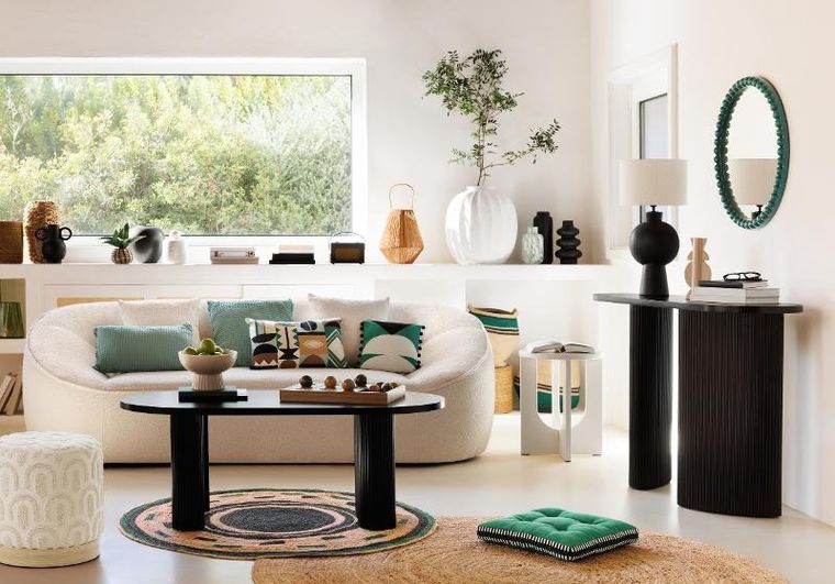 Atmosphera, Copas, pufa tuftowana, biała, 38 cm