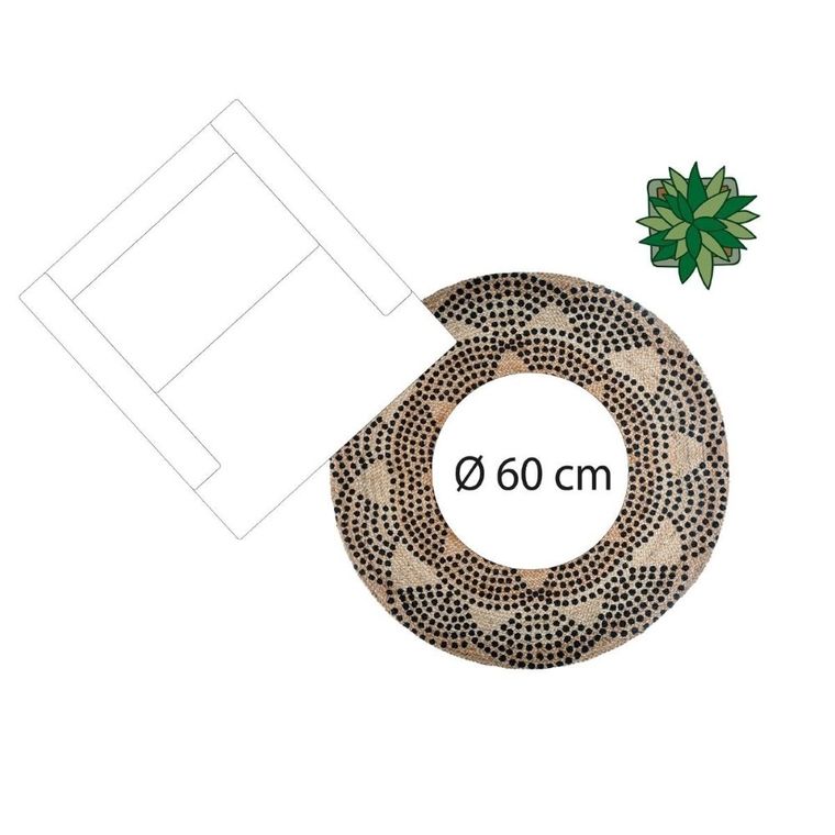 Atmosphera, dywan z juty okrągły, Ø 120 cm, geometryczny nadruk