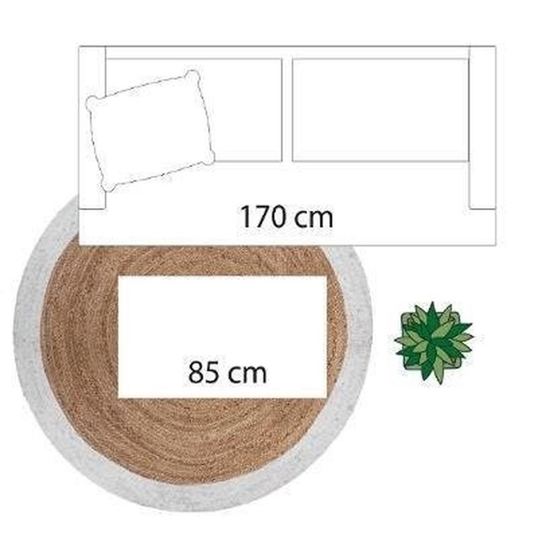 Atmosphera, dywan z juty okrągły, Ø 120 cm, z białym obrzeżem