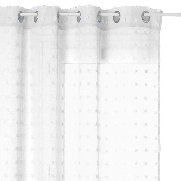 Atmosphera, firana gotowa na przelotkach, 140-240 cm, biała z kropeczkami