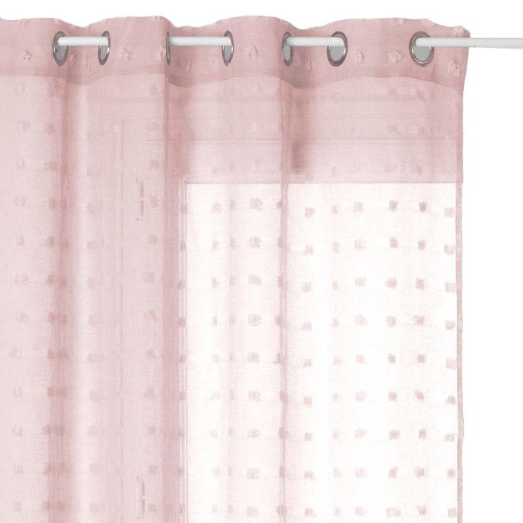 Atmosphera, firana gotowa na przelotkach, 140-240 cm, różowa z kropeczkami