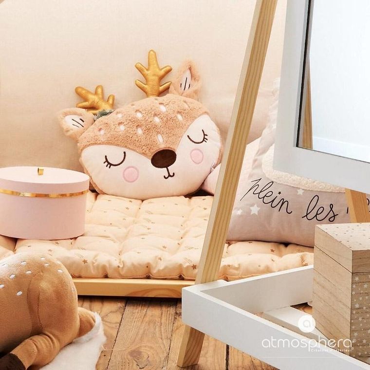 Atmosphera for kids, poduszka dla dzieci, w kształcie głowy jelonka, Ø 30 cm