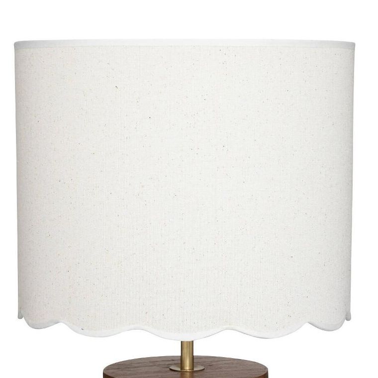 Atmosphera, lampa stołowa z białym abażurem, Vania, drewniana podstawa, Ø 28 cm