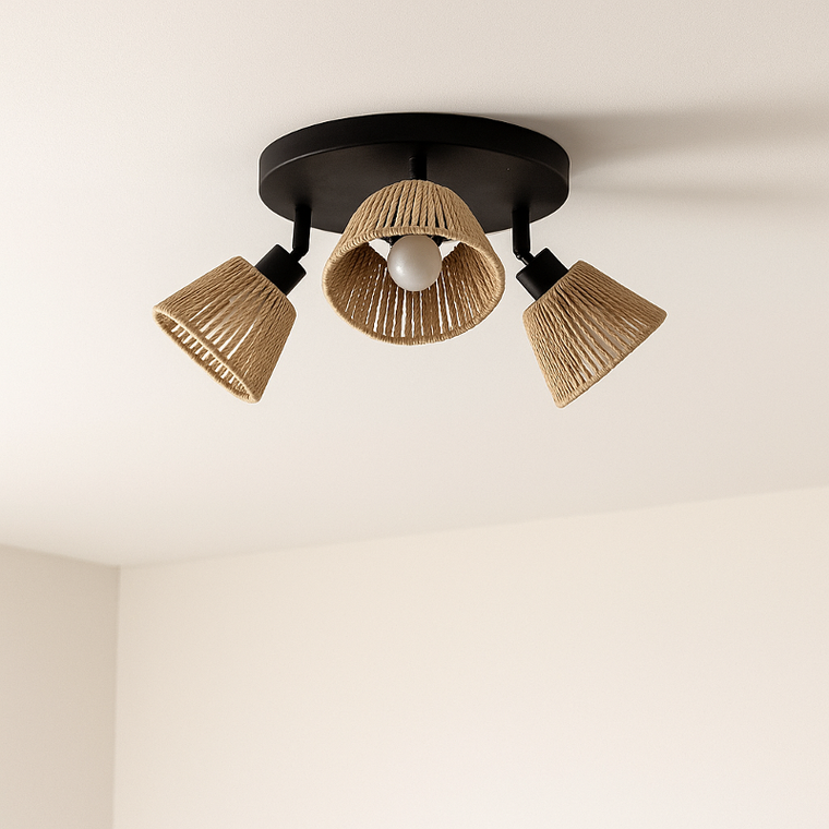 Atmosphera, Myha, lampy sufitowe, 3 klosze z plecionego papieru, 3xśrednica 25 cm