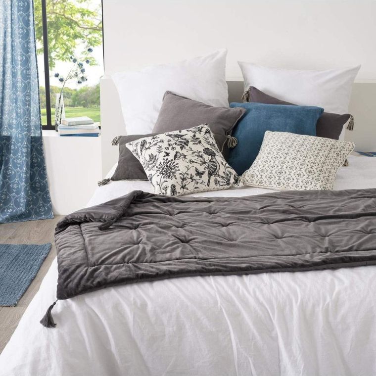 Atmosphera, narzuta na łóżko, welurowa, 80-180 cm, szara