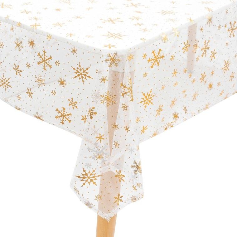 Atmosphera, obrus na stół, z płatkami śniegu, plamoodporny