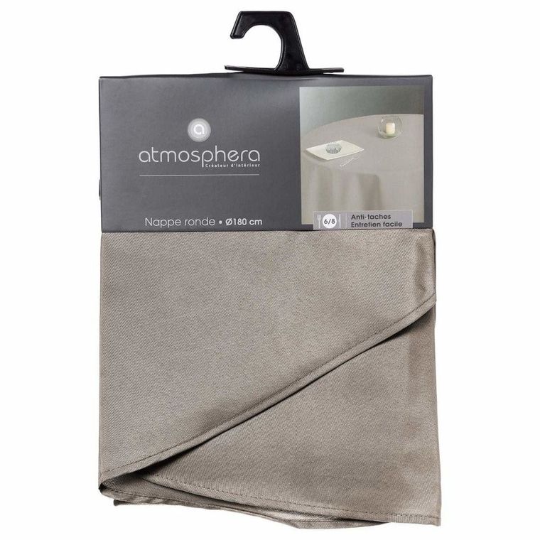 Atmosphera, plamoodporny obrus, okrągły beżowy