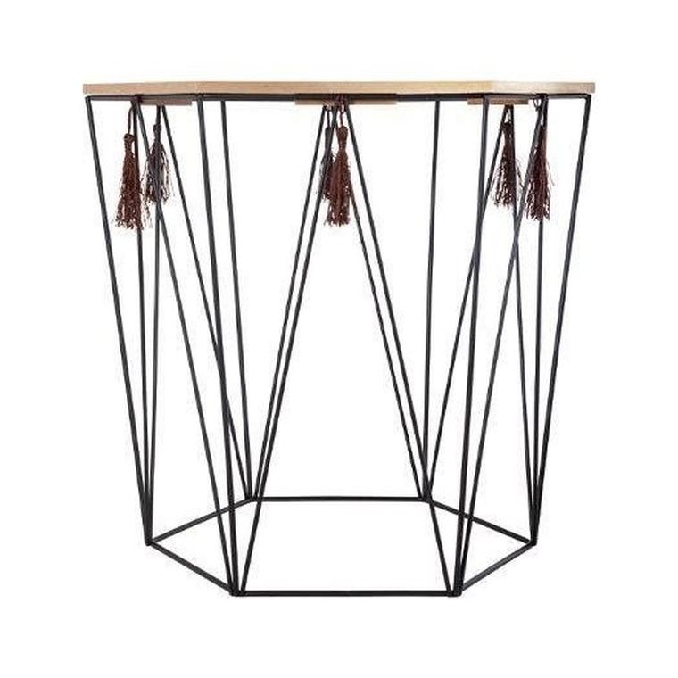 Atmosphera, stolik kawowy z drewna i metalu, sześciokątny, modern