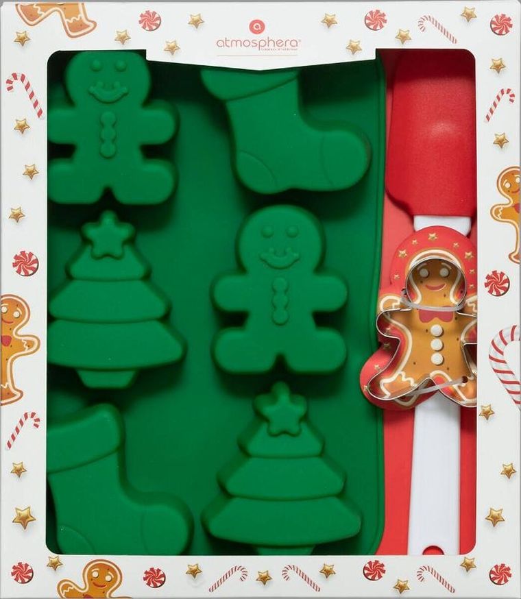 Atmosphera, świąteczny zestaw akcesoriów do pieczenia, foremka z łopatką i forma silikonowa