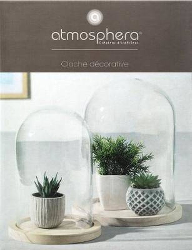 Atmosphera, szklana kopuła na drewnianej podstawie, 23 cm