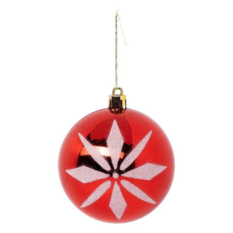 Atmosphera, zestaw czerwonych bombek z białym wzorem, 8 cm