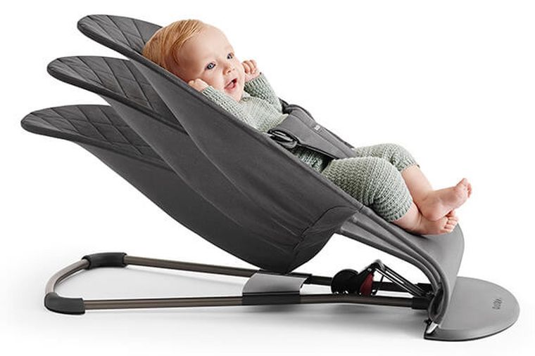 BabyBjörn, Bliss 3D Jersey, leżaczek bujaczek, piaskowoszary