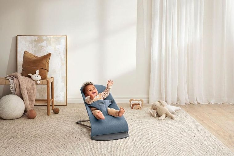 BabyBjörn, Bliss Woven, leżaczek bujaczek, melanżowy niebieski