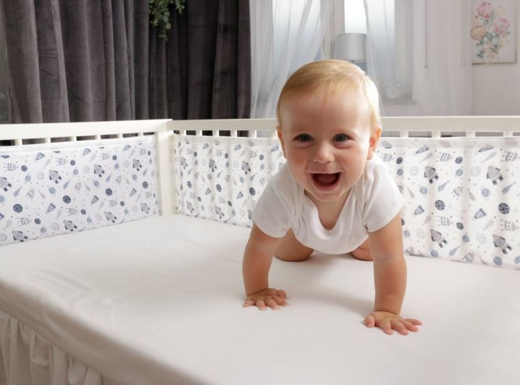 BabyMatex, Bump Air Design, Roboty niebieskie, ochraniacz do łóżeczka, 180 cm