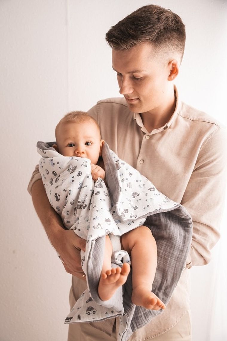 BabyMatex, kocyk muślinowy, samochody, 75-100 cm