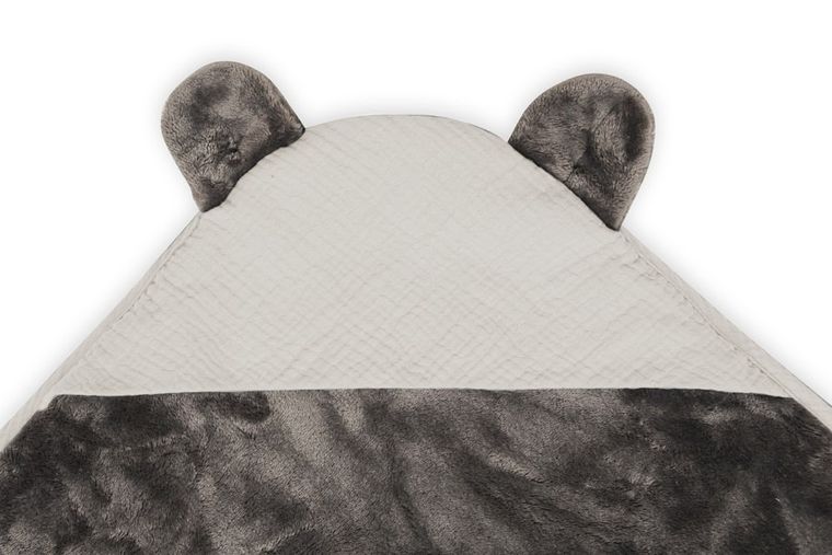 BabyMatex, kocyk z kapturkiem, koala muślin, grafitowy, 95-95 cm