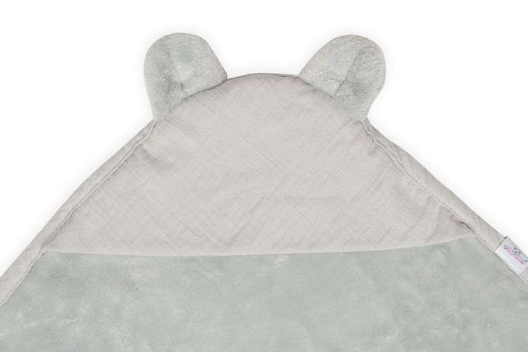 BabyMatex, kocyk z kapturkiem, koala muślin, szary, 95-95 cm