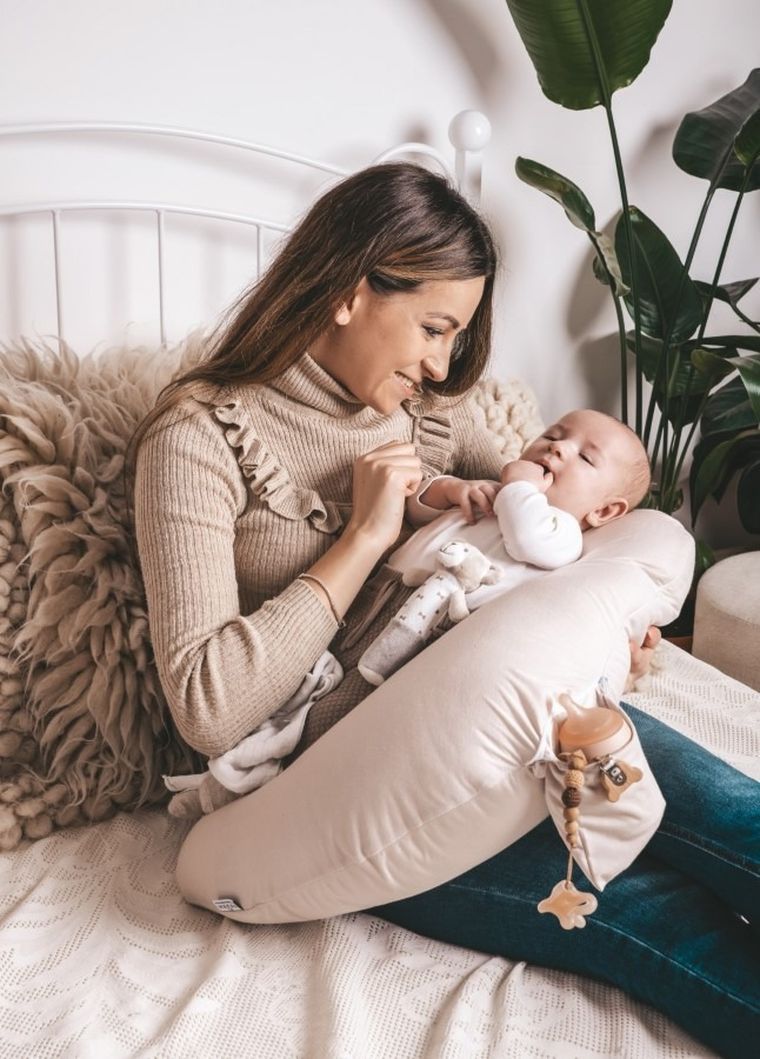 BabyMatex, MiniRelax, Bamboo, poduszka do karmienia pozycjonująca, muślin, róż, 150 cm