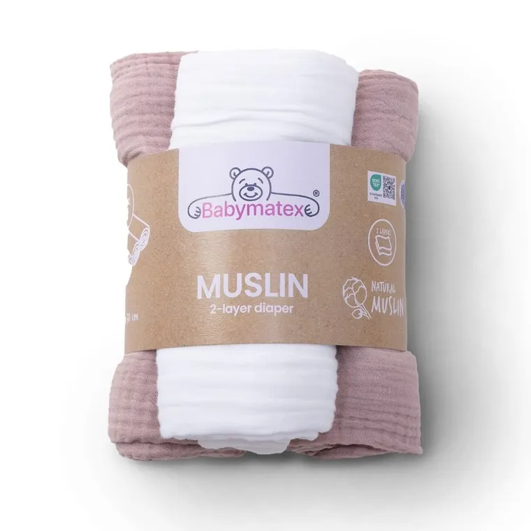 BabyMatex, pielucha muślinowa, różowa, 70-80 cm, 3 szt.