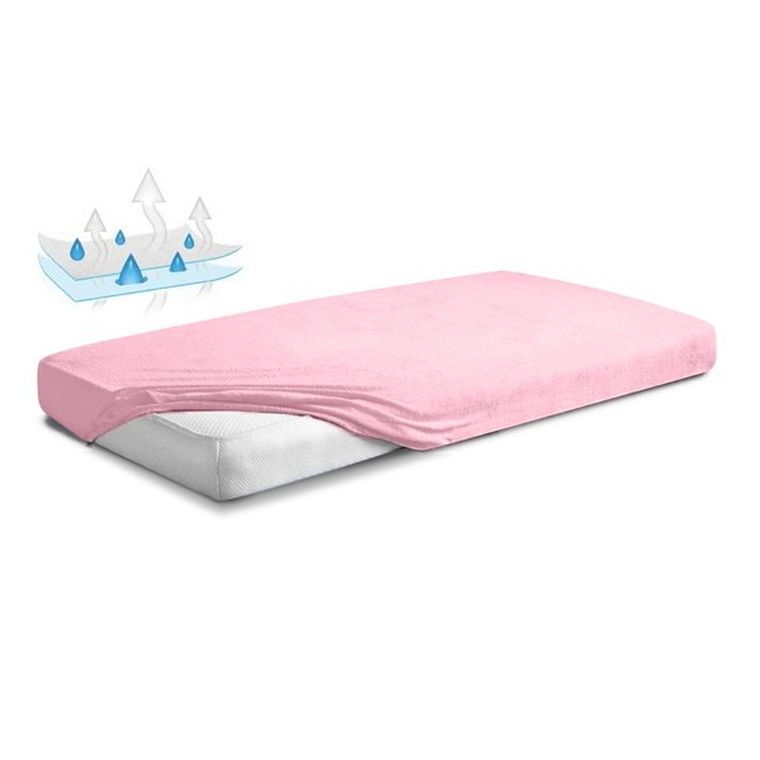 BabyMatex, prześcieradło z gumką, frotte, różowe, 70-140 cm