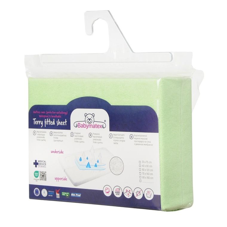 BabyMatex, prześcieradło z gumką, frotte, seledynowe, 60-120 cm