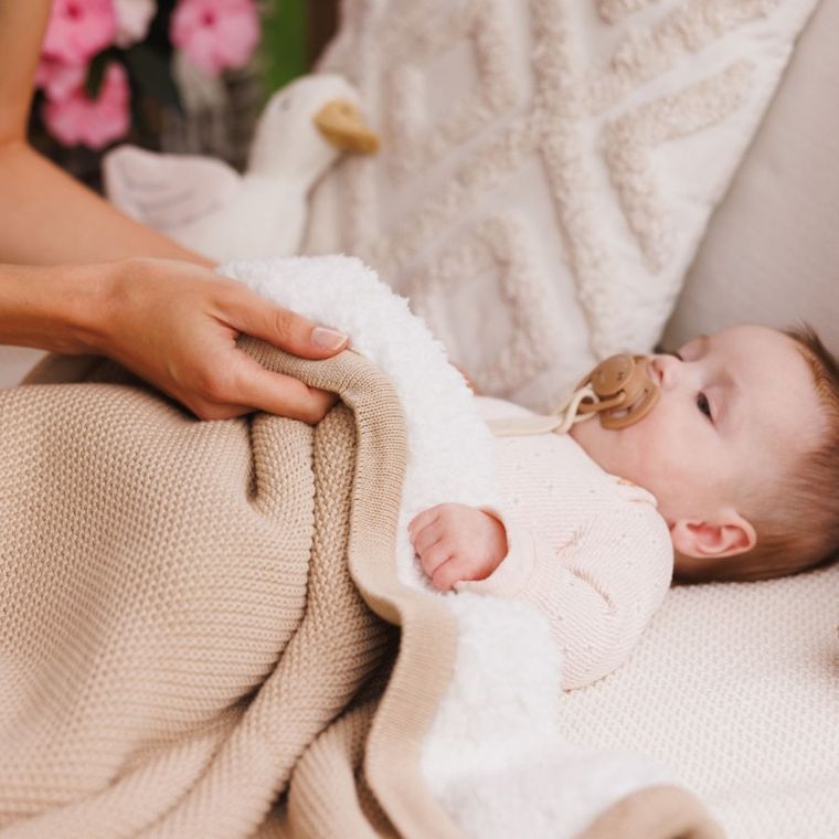 BabyOno, kocyk bawełniany z ociepleniem, beżowy, 75-100 cm