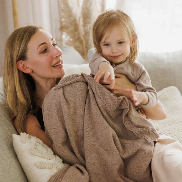 BabyOno, kocyk bawełniany z ociepleniem, ciemny beż, 75-100 cm