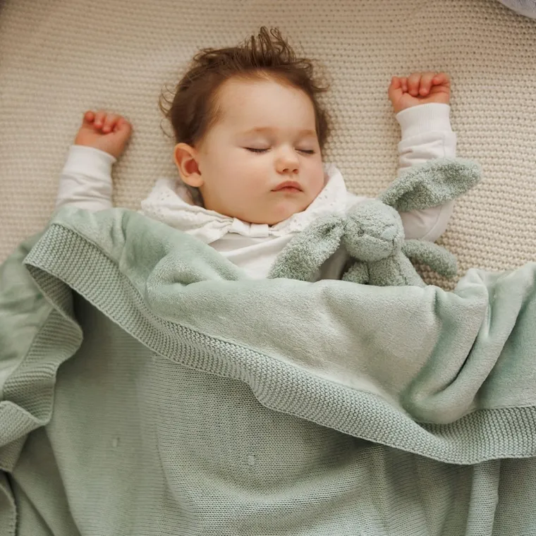 BabyOno, kocyk bawełniany z ociepleniem, szałwiowy, 75-100 cm