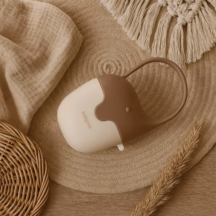 BabyOno, pojemnik na smoczek, słonik, beżowy