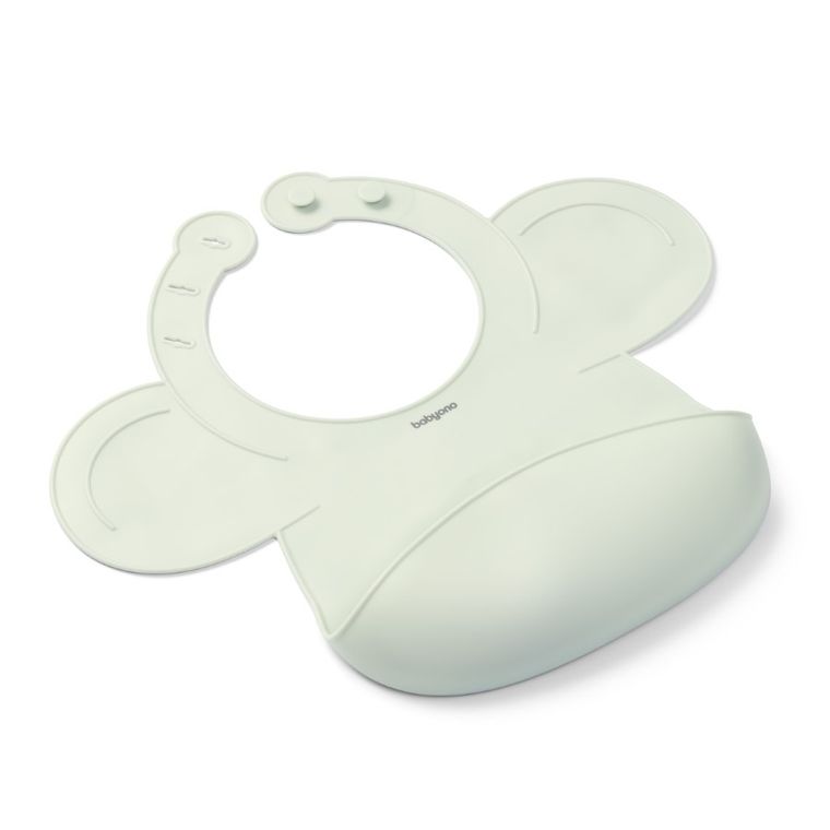 BabyOno, silikonowy śliniak z regulowanym zapięciem, miętowy