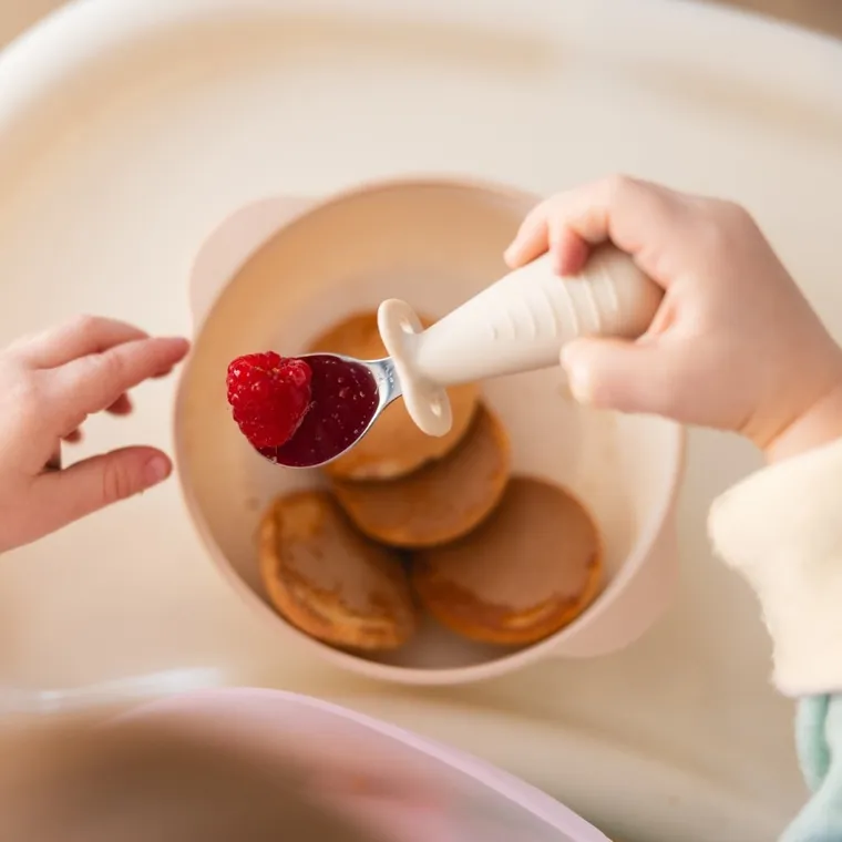 BabyOno, sztućce dla dzieci, stal nierdzewna, beżowy