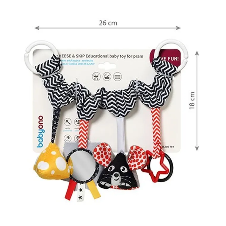 BabyOno, zawieszka do wózka i fotelika, Cheese&Skip