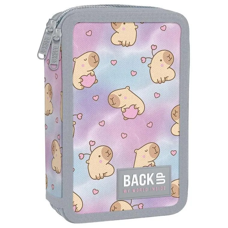 BackUp, piórnik rozkładany, podwójny, z wyposażeniem, Kapibara Dream