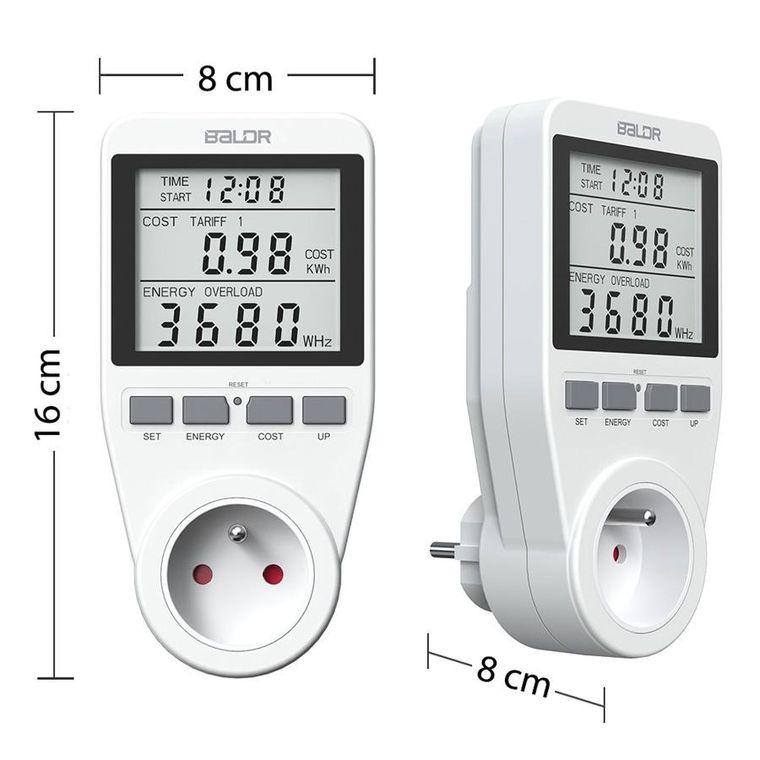 Baldr, watomierz jednofazowy, biały, BD-990