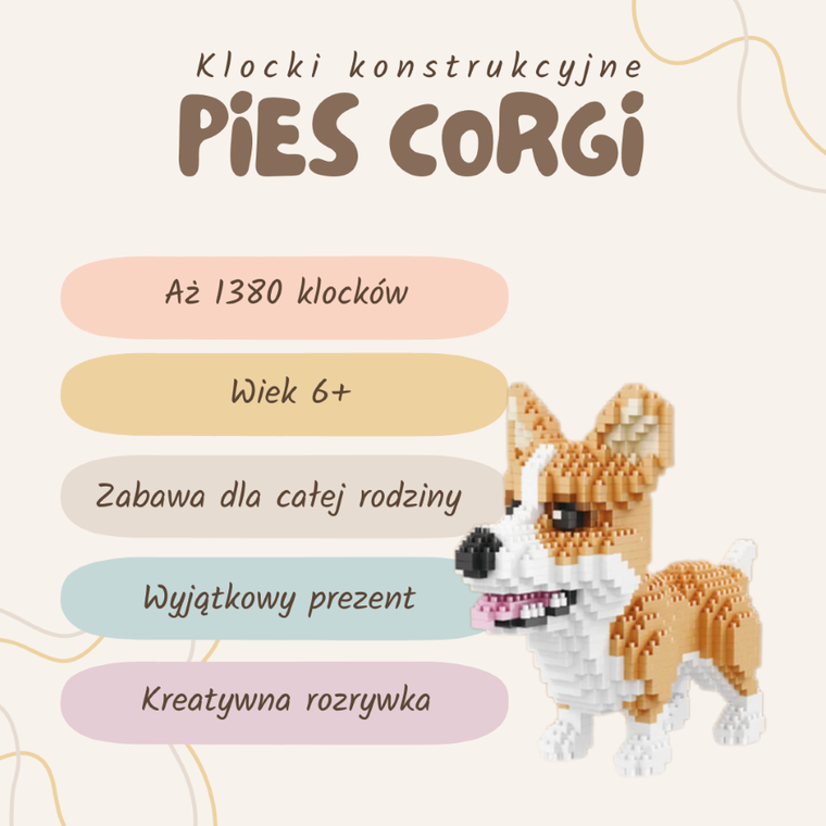 Balody, Pies Corgi, klocki konstrukcyjne, 1380 elementów