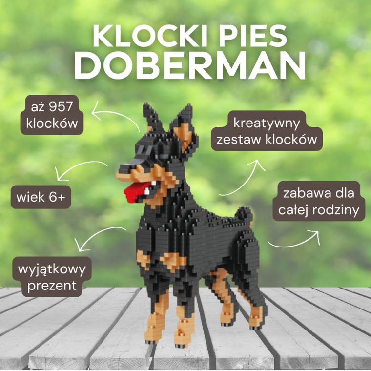 Balody, Pies Doberman mały, klocki konstrukcyjne, 957 elementów