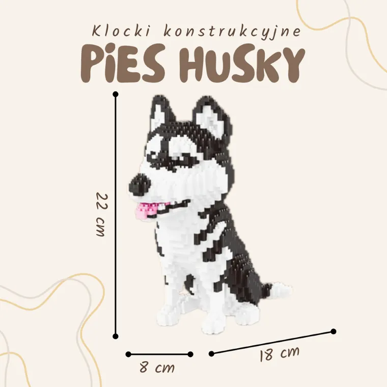Balody, Pies Husky duży, klocki konstrukcyjne, 1900 elementów