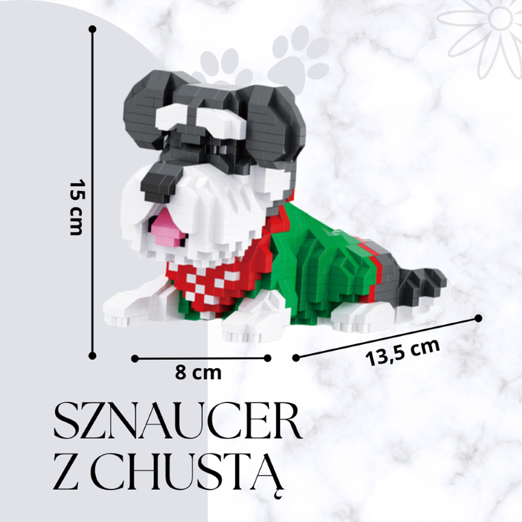 Balody, Pies Sznaucer z chustą, klocki konstrukcyjne, 886 elementów