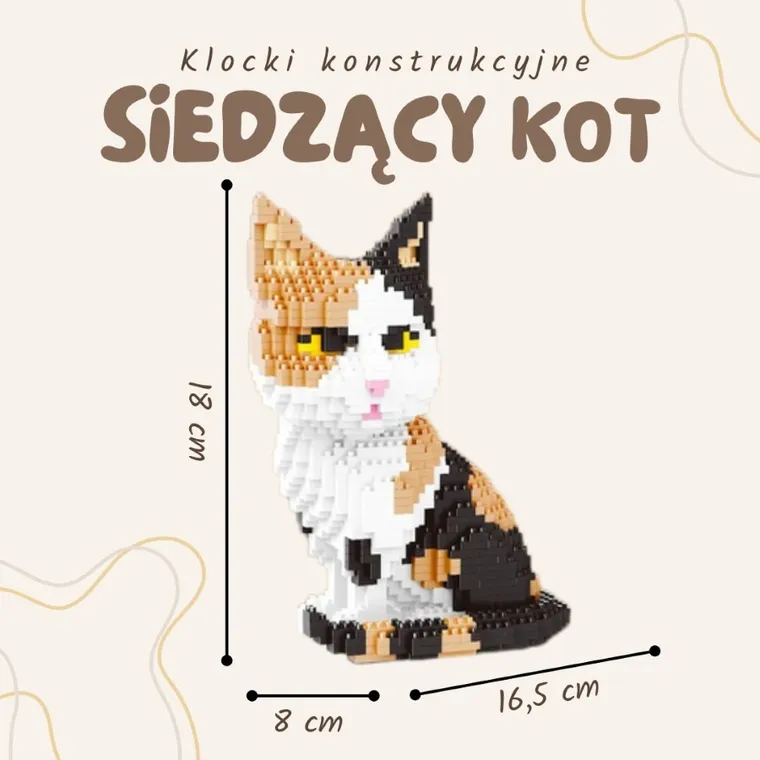 Balody, Siedzący kot, klocki konstrukcyjne, 1300 elementów