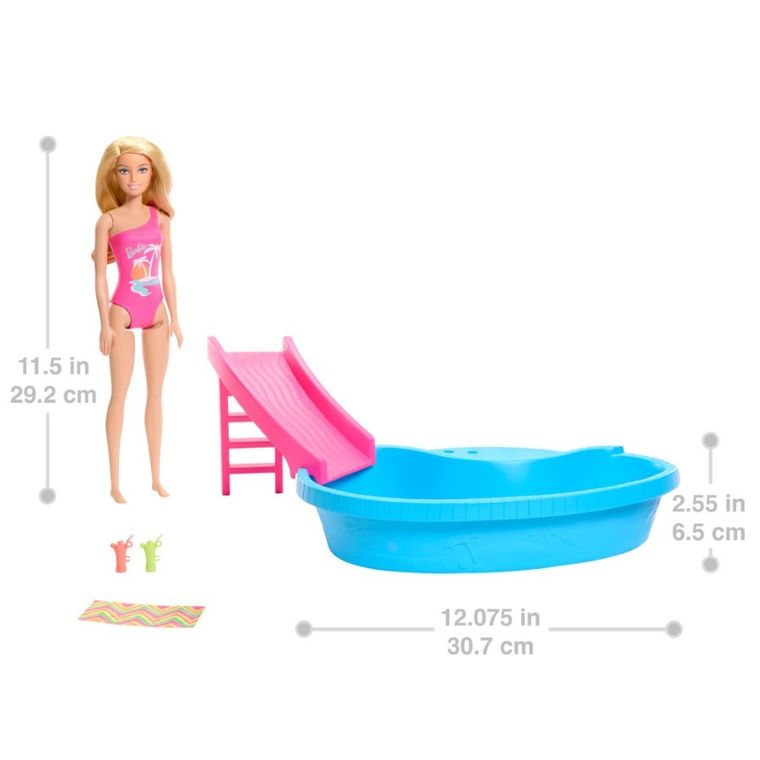 Barbie, Basen, zestaw z lalką i akcesoriami
