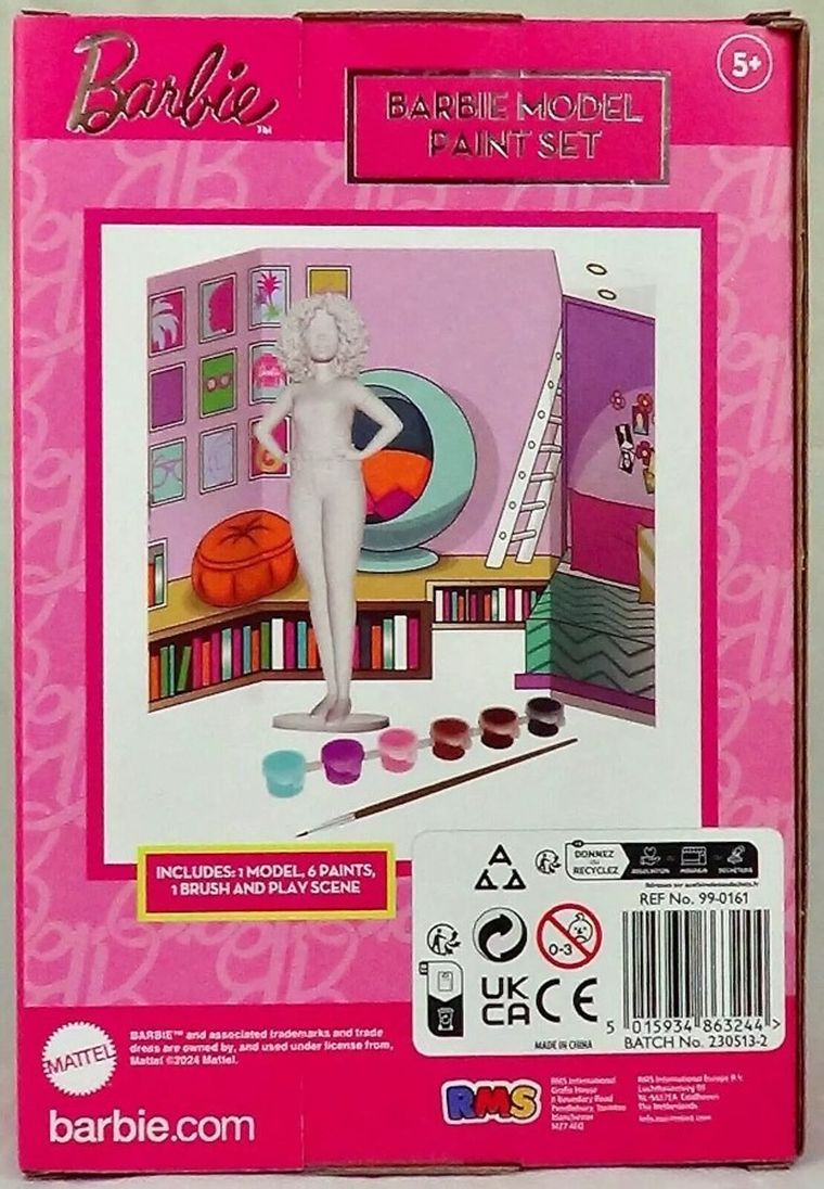 Barbie, figurka gipsowa, zestaw kreatywny z farbkami
