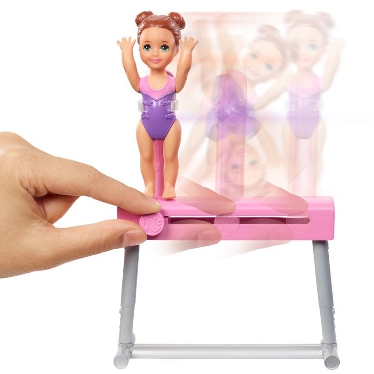 Barbie, Gimnastyczka, lalka blondynka, mini-laleczka i akcesoria