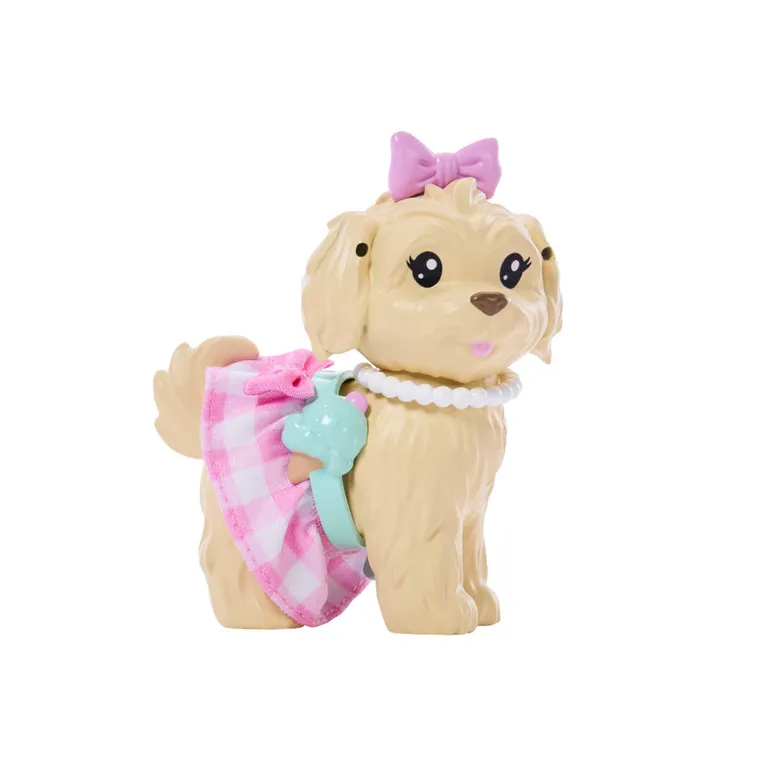 Barbie, Jednakowa stylizacja, lalka i piesek, Kokardki